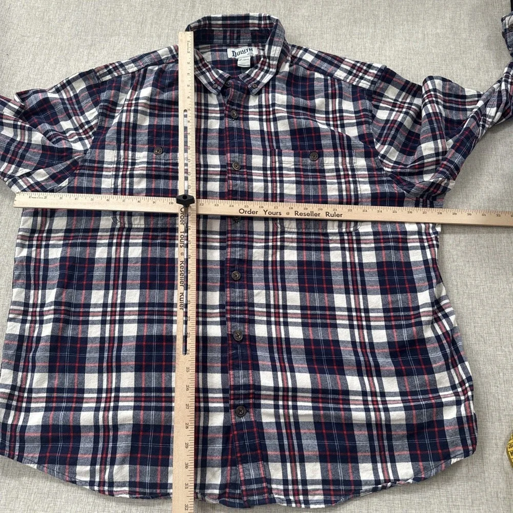 Duluth Trading Flannel Shirt‎ Men's 2XL Blue Plaid Free Swingin' Relaxed 52007 - Picture 3 of 5